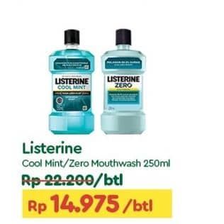 Promo Harga Listerine Mouthwash Antiseptic Cool Mint, Zero 250 ml - TIP TOP