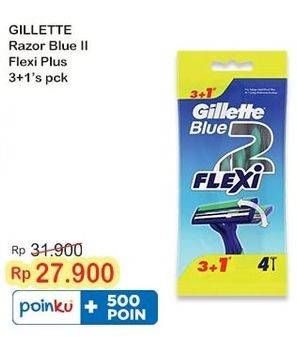 Promo Harga Gillette Blue II Flexi 4 pcs - Indomaret