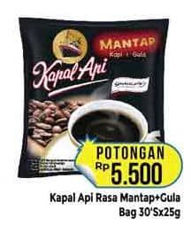 Promo Harga Kapal Api Kopi Mantap + Gula per 30 sachet 25 gr - Hypermart