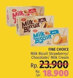 Promo Harga FINE CHOICE Milk Biscuit Strawberry, Chocolate, Milk  - LotteMart
