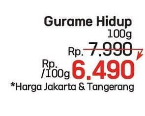 Promo Harga Ikan Gurame Hidup per 100 gr - LotteMart