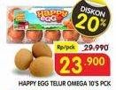 Promo Harga Happy Egg Telur Omega 10 pcs - Superindo
