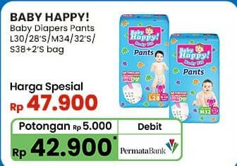 Promo Harga Baby Happy Body Fit Pants M34, S38+2, M32, L28, L30 28 pcs - Indomaret