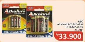 Promo Harga ABC Battery Alkaline LR03/AAA, LR6/AA 4 pcs - Alfamidi