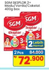 Promo Harga SGM Eksplor 3+ Susu Pertumbuhan Kecuali Madu, Kecuali Coklat, Kecuali Vanila 400 gr - Indomaret
