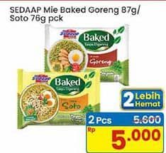 Promo Harga Sedaap Baked Mie Instant Goreng, Soto 76 gr - Indomaret