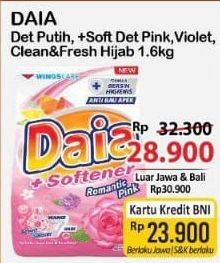 Promo Harga Daia Deterjen Bubuk Putih, + Softener Pink, + Softener Violet, Clean Fresh Hijab 1700 gr - Alfamart