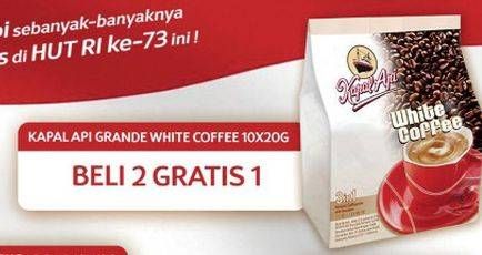 Promo Harga Kapal Api Grande White Coffee per 10 pcs 20 gr - Carrefour