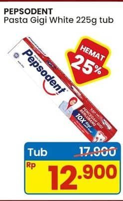 Promo Harga Pepsodent Pasta Gigi Pencegah Gigi Berlubang White 225 gr - Indomaret
