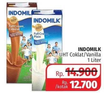 Promo Harga Indomilk Susu UHT Full Cream Plain, Cokelat 1000 ml - Lotte Grosir