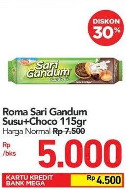 Promo Harga ROMA Sari Gandum Susu Cokelat 115 gr - Carrefour