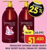 Promo Harga SENSACION Shower Cream Goats Milk Scarlet Dream, Secret Blush 1000 ml - Superindo