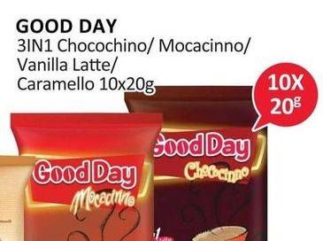 Promo Harga Good Day Instant Coffee 3 in 1 Chococino, Mocacinno, Vanilla Late, Rock Salt Caramello per 10 sachet 20 gr - Alfamidi