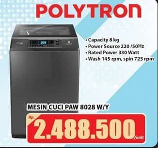 Promo Harga Polytron PAW 8028 Mesin Cuci 1 Tabung 8kg  - Hari Hari