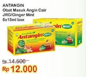 Promo Harga ANTANGIN Obat Masuk Angin JRG, Ginger Mint per 5 sachet 15 ml - Indomaret
