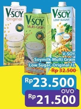 Promo Harga V-soy Soya Bean Milk Low Sugar, Original, Multi Grain 1000 ml - Hypermart