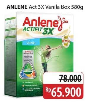 Promo Harga Anlene Actifit 3x High Calcium Vanilla 590 gr - Alfamidi