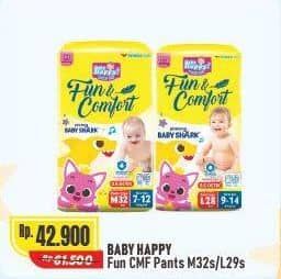 Promo Harga Baby Happy Baby Diapers Pants Fun & Comfort M32, L28 28 pcs - Alfamart