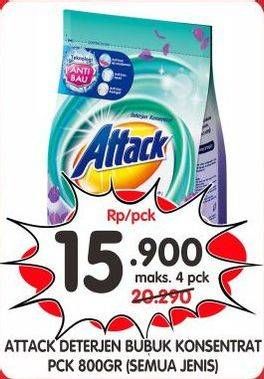 Promo Harga ATTACK Detergent Powder Konsentrat 800 gr - Superindo