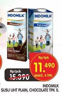 Promo Harga INDOMILK Susu UHT Plain, Chocolate 1000 ml - Superindo