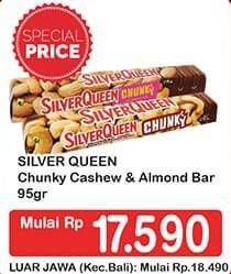 Promo Harga SILVER QUEEN Chunky Bar Cashew, Almonds 95 gr - Hypermart