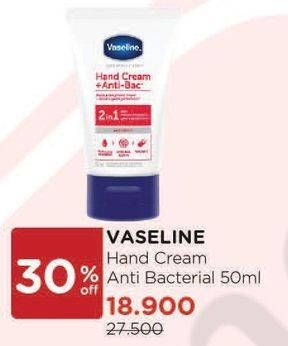 Promo Harga VASELINE Hand Cream Anti Bac 50 ml - Watsons