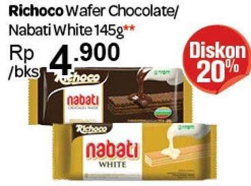 Promo Harga NABATI Wafer Chocolate, White 145 gr - Carrefour