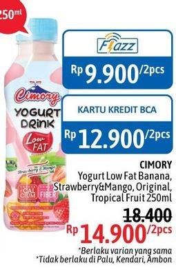 Promo Harga CIMORY Yogurt Drink Low Fat Banana, Strawberry Mango, Tropical Fruit, Low Fat per 2 botol 250 ml - Alfamidi