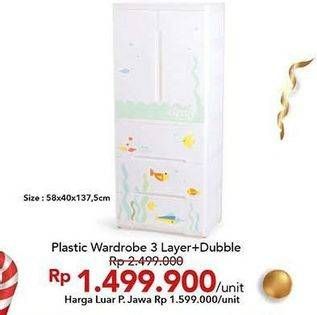 Promo Harga Plastic Wardrobe 3 Layer  - Carrefour