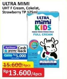 Promo Harga Ultra Mimi Susu UHT Full Cream, Cokelat, Stroberi 125 ml - Alfamart