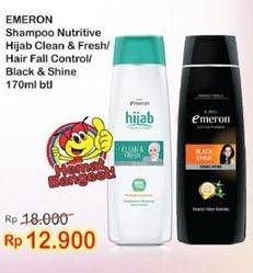 Promo Harga EMERON Shampoo Hijab Clean Fresh, Hairfall Control, Black Shine 170 ml - Indomaret