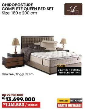 Promo Harga Lady Americana Chiroposture Complete Queen Bed Set 160 X 200 Cm  - COURTS