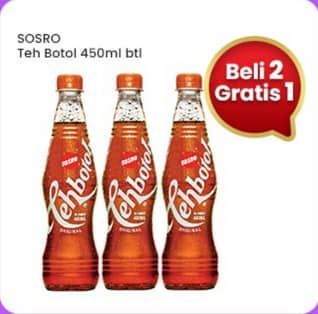 Sosro Teh Botol 450 ml Beli 2 Gratis 1, Extra Potongan Rp5.000 Dengan Kartu Debit PermataBank min Transaksi Rp100.000