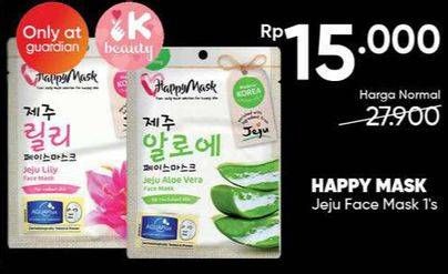 Promo Harga HAPPY MASK Jeju Face Mask Aloe Vera, Lily 25 ml - Guardian