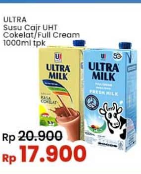 Harga Ultra Milk Susu UHT Coklat, Full Cream 1000 ml di Indomaret