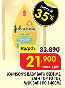Promo Harga JOHSONS Baby Bath Bedtime, Top To Toe, Milk Bath 400 mL  - Superindo