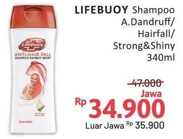 Promo Harga Lifebuoy Shampoo Anti Dandruff, Anti Hair Fall, Strong Shiny 340 ml - Alfamidi