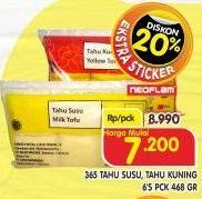 Promo Harga 365 Tahu Susu & Kuning per 6 pcs 468 gr - Superindo