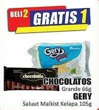 Promo Harga CHOCOLATOS Grande 66 g/GERY Saluut Malkist Coconut 105 g  - Hari Hari