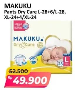 Promo Harga Makuku Dry & Care Celana L28+6, L28, XL24+4, XL24 24 pcs - Alfamart
