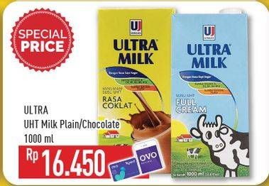 Promo Harga ULTRA MILK Susu UHT Plain, Chocolate 1000 ml - Hypermart