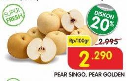Promo Harga Pear Singo/Golden per 100 gr - Superindo