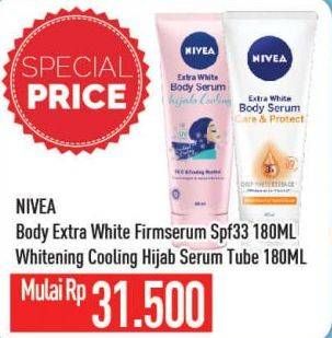 Promo Harga NIVEA Body Serum Extra White Firming SPF 33, Extra White Hijab Cooling 180 ml - Hypermart