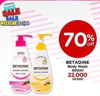 Promo Harga Betadine Natural Defense Body Wash Manuka Honey Moisturising Aloe Vera, Refreshing Pomegranate And Moisturising Aloe Vera 500 ml - Watsons