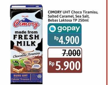Promo Harga Cimory Susu UHT Chocolate Tiramisu, Salted Caramel, Sea Salt, Bebas Laktosa 250 ml - Alfamidi