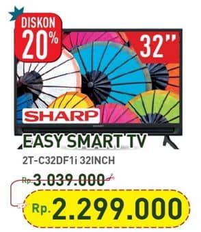 Promo Harga Sharp 2T-C32DF1I LED 32 Inch Smart TV  - Hypermart