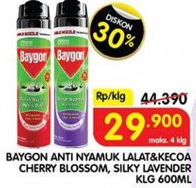 Promo Harga Baygon Insektisida Spray Cherry Blossom, Silky Lavender 600 ml - Superindo