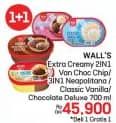 Promo Harga Walls Ice Cream Chocolate Vanilla With Chocolate Chip, Neopolitana, Classic Vanilla, Chocolate Deluxe 700 ml - LotteMart