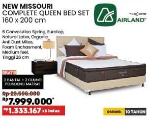 Promo Harga Airland New Missouri Complete Queen Bed Set 160 X 200 Cm  - COURTS