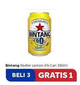 Promo Harga BINTANG Radler Zero Lemon 330 ml - Carrefour